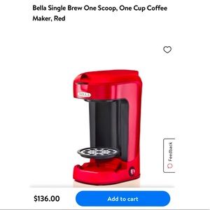 BELLA Single Cup Coffee Maker - Red - New In Box